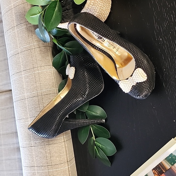 MUUY FRESOS MEXICO Platform Heels 7.5 8 Pearls Bows Goth Stilettos 5.50 Inch - Picture 16 of 17